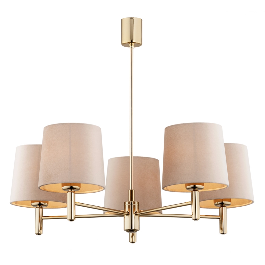 BRILAGI - Rod-mounted chandelier MONTE 5xE27/60W/230V beige/gold