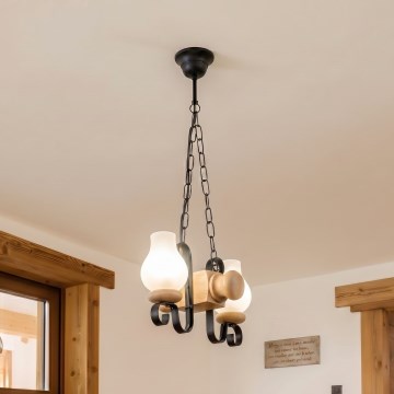 Brilagi - RUSTIC chain chandelier 2xE14/40W/230V oak