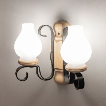 Brilagi - RUSTIC Wall Lamp 2xE14/40W/230V Oak