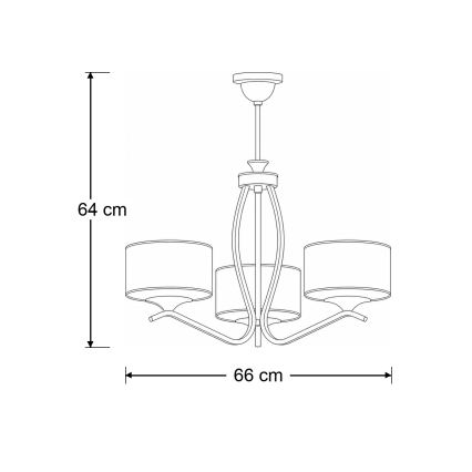 BRILAGI - SAPHIRE Rod Chandelier, 3x E27 / 15W / 230V, diam. 66 cm, cream/gold/patina