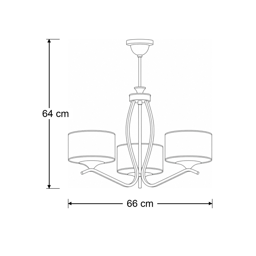 BRILAGI - SAPHIRE Rod Chandelier, 3x E27 / 15W / 230V, diam. 66 cm, cream/gold/patina
