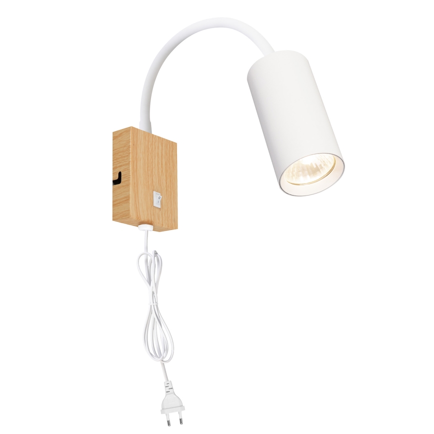 Brilagi - SELE Adjustable Wall Lamp 1xGU10/30W/230V White/Oak Finish