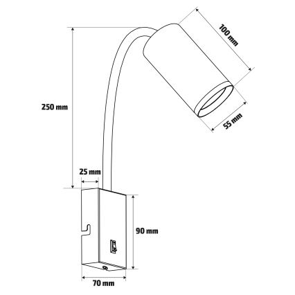 Brilagi - SELE Adjustable Wall Lamp 1xGU10/30W/230V White/Oak Finish