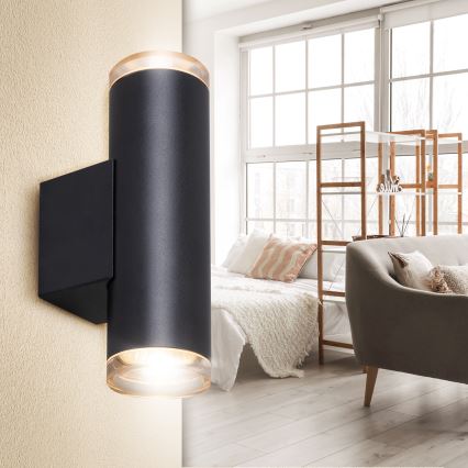 Brilagi - SELE AQUA Bathroom Wall Spotlight 2x GU10/30W/230V IP44, Black
