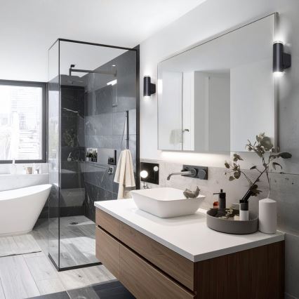 Brilagi - SELE AQUA Bathroom Wall Spotlight 2x GU10/30W/230V IP44, Black