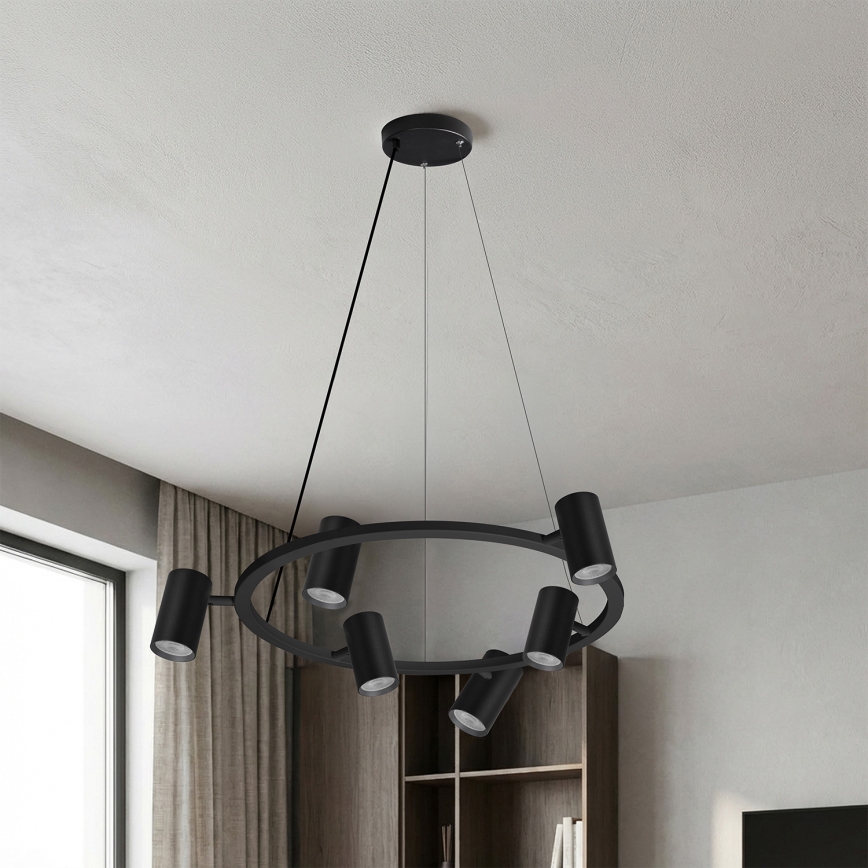 Brilagi - SELE Cable-hung pendant light 6xGU10/30W/230V Black