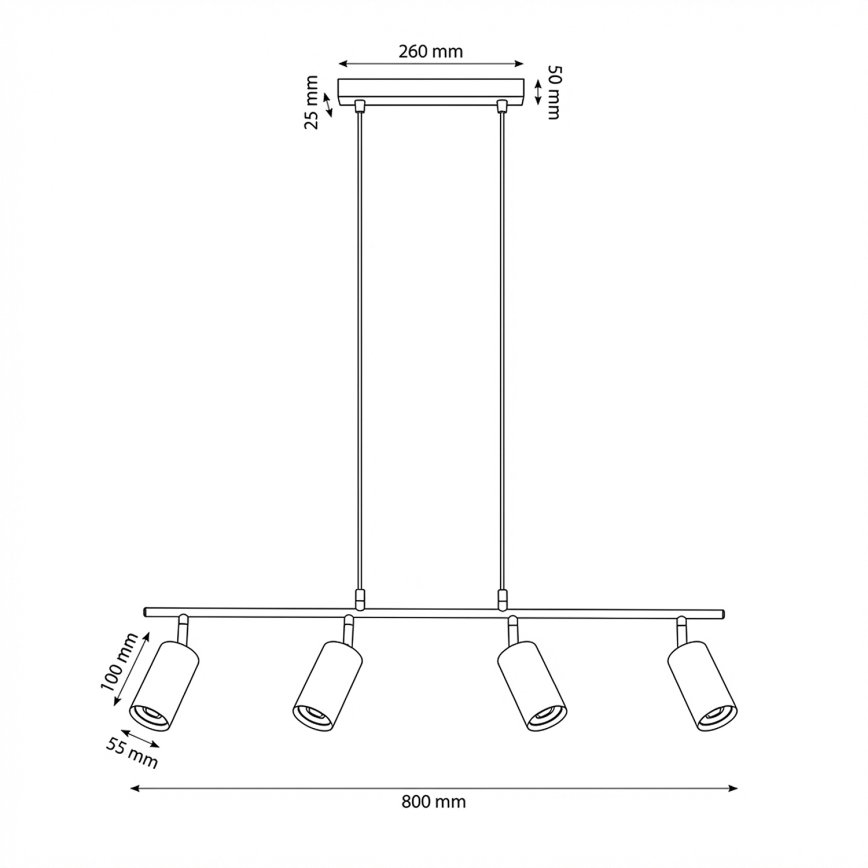 Brilagi - SELE Cable Pendant Light 4xGU10/30W/230V Black