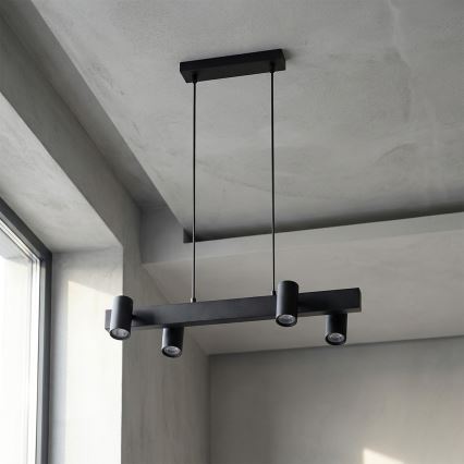 Brilagi - SELE Cable Pendant Light 4xGU10/30W/230V Black