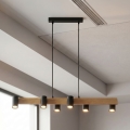 Brilagi - SELE Cable Pendant Light 6xGU10/30W/230V, Black/Oak Decor
