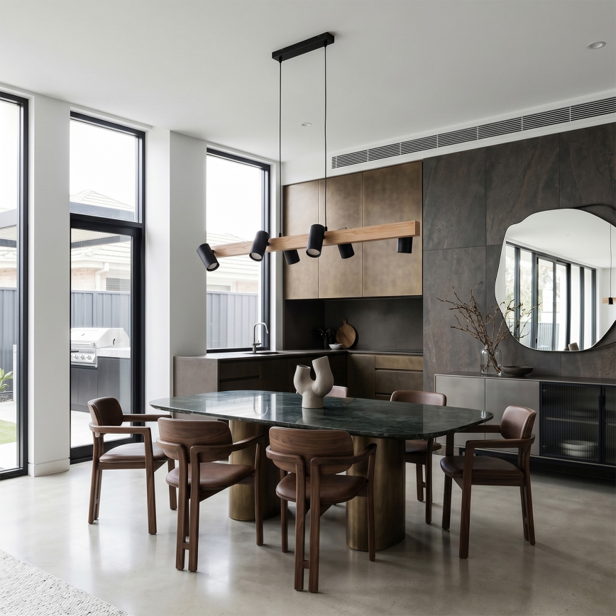 Brilagi - SELE Cable Pendant Light 6xGU10/30W/230V, Black/Oak Decor