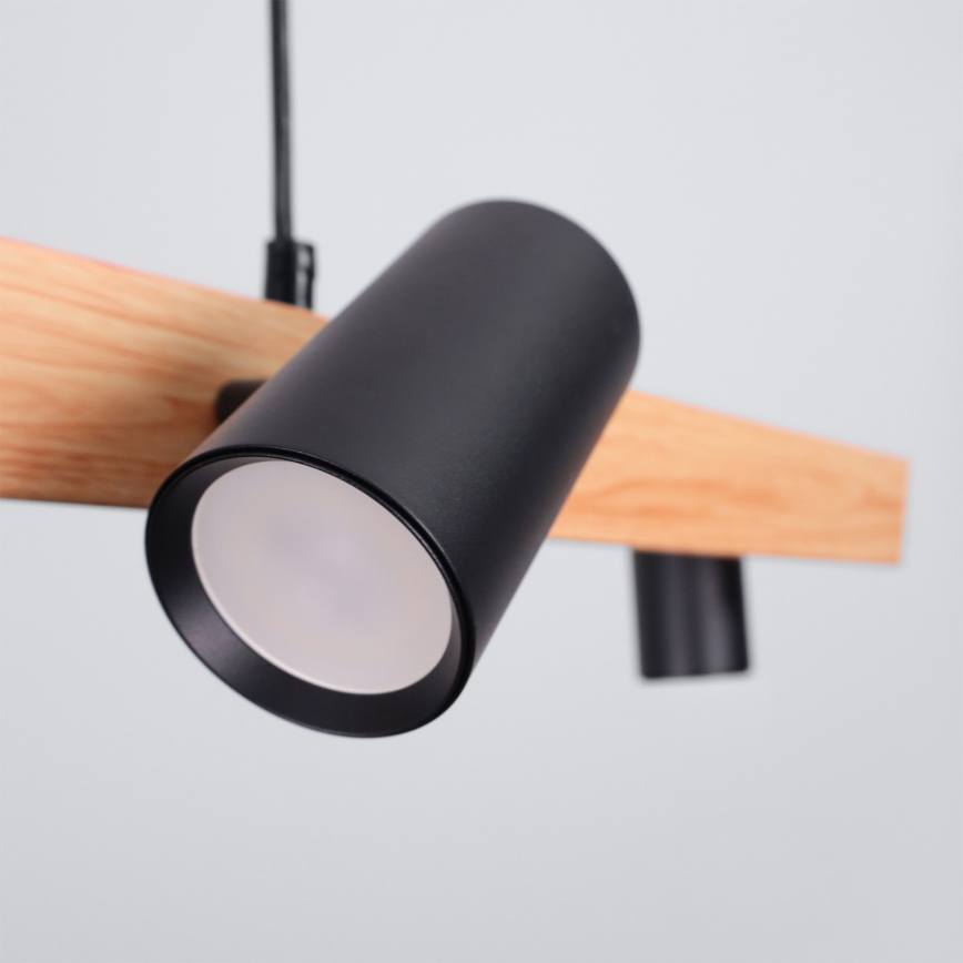 Brilagi - SELE Cable Pendant Light 6xGU10/30W/230V, Black/Oak Decor