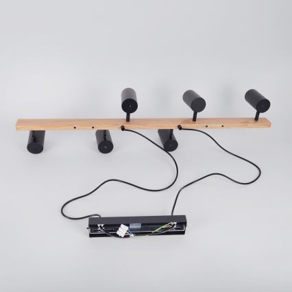 Brilagi - SELE Cable Pendant Light 6xGU10/30W/230V, Black/Oak Decor