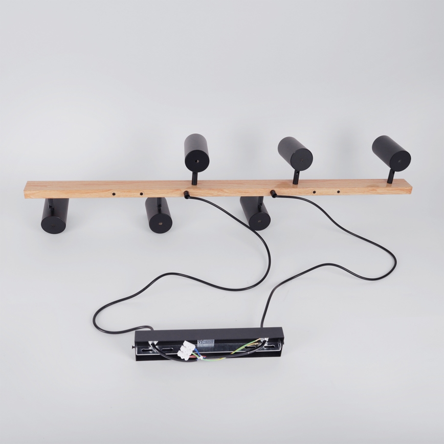 Brilagi - SELE Cable Pendant Light 6xGU10/30W/230V, Black/Oak Decor