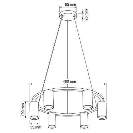 Brilagi - SELE Cable Pendant Light 6xGU10/30W/230V White
