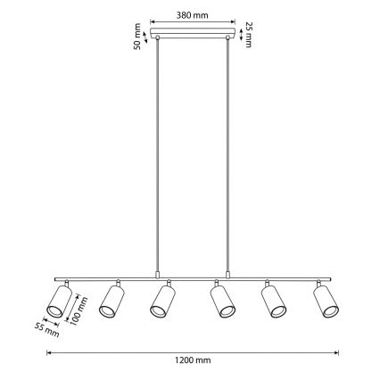Brilagi - SELE Cable-Suspended Pendant, 6xGU10/30W/230V, Black