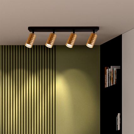 Brilagi - LED RGBW Dimmable Spotlight SELE DIAMANT 4×GU10/4,8W/230V 3000K Gold + Remote Control