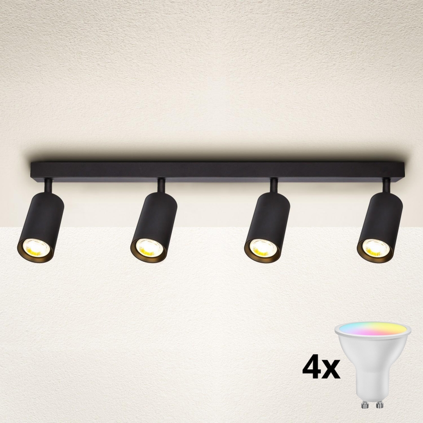 Brilagi - SELE Dimmable LED RGBW Spotlight, 4x GU10/6.5W/230V, 2700-6500K, Black