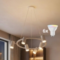 BRILAGI - SELE LED RGBW Dimmable Cable Pendant Chandelier, 6x GU10/6.5W/230V, 2700-6500K, White + Remote Control