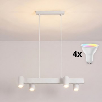 BRILAGI - SELE LED RGBW Dimmable Cable-Suspended Pendant Light, 4x GU10 / 6.5 W / 230 V / 2700–6500 K, White