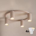 BRILAGI - SELE LED RGBW Dimmable Ceiling Light, 4x GU10 / 6.5W / 230V, 2700-6500K, Beige