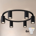 BRILAGI - SELE LED RGBW Dimmable Ceiling Light 6x GU10 / 6.5W / 230V 2700–6500K Black + Remote Control