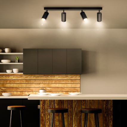 Brilagi - LED RGBW Dimmable Spotlight SELE 4xGU10/6W/230V 3000K Black/Gold + Remote Control