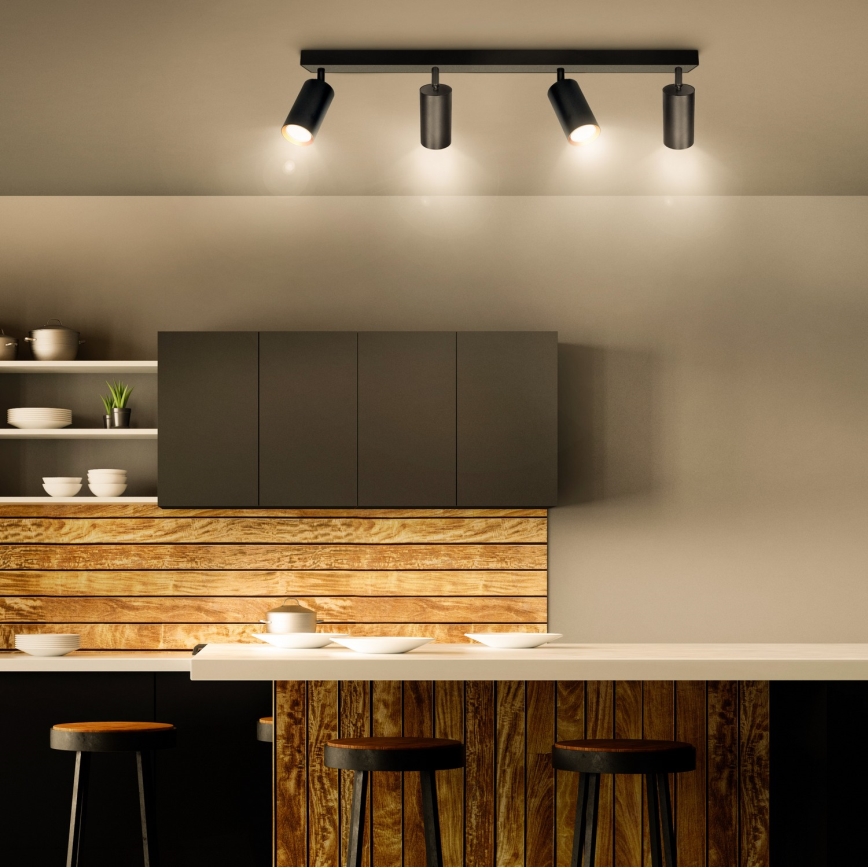 Brilagi - LED RGBW Dimmable Spotlight SELE 4xGU10/6W/230V 3000K Black/Gold + Remote Control