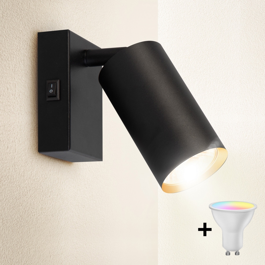 Brilagi - SELE LED RGBW Dimmable Wall Spotlight 1x GU10/6.5W/230V 2700-6500K Black/Gold