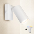 Brilagi - SELE LED RGBW dimmable wall spotlight with switch 1xGU10/4,8W/230V 3000K white + remote control