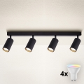 Brilagi - SELE MODERN LED RGBW Dimmable 4-Light Spotlight GU10/4,8W/230V 3000K Black + Remote Control