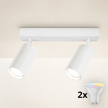 Brilagi - SELE MODERN LED RGBW Dimmable Spotlight, 2x GU10/4,8W/230V, 3000K, White + Remote Control