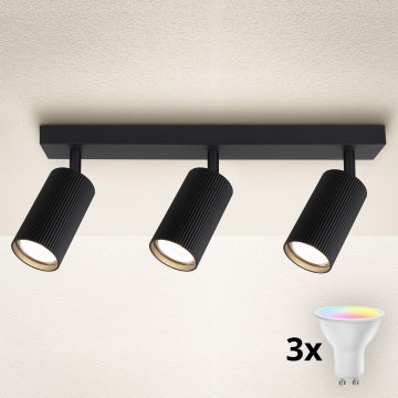 Brilagi - SELE MODERN LED RGBW Dimmable Spotlight 3x GU10/6W/230V, 3000K, Black + Remote Control