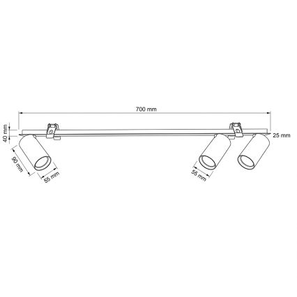 Brilagi - SELE Recessed ceiling light 3xGU10/30W/230V Black