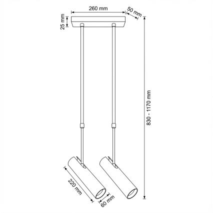 Brilagi - SELE Rod-Mounted Pendant 2xGU10/30W/230V Black
