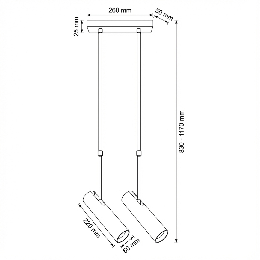Brilagi - SELE Rod-Mounted Pendant 2xGU10/30W/230V Black