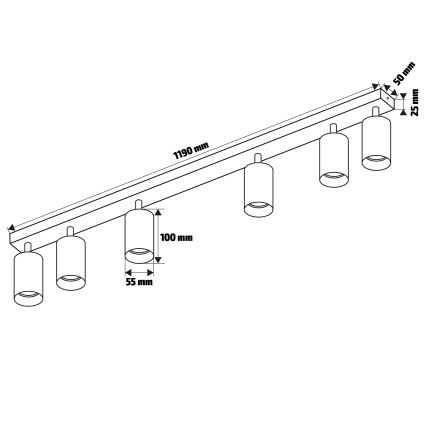 Brilagi - SELE spot fixture 6xGU10/30W/230V, white with oak-effect finish
