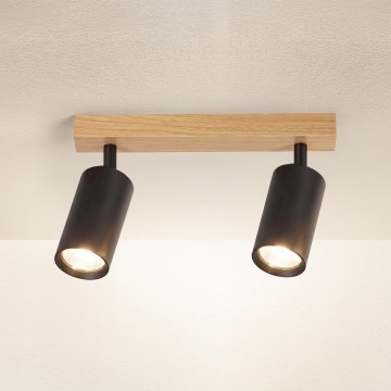 Brilagi - SELE Spotlight 2xGU10/30W/230V black/oak decor