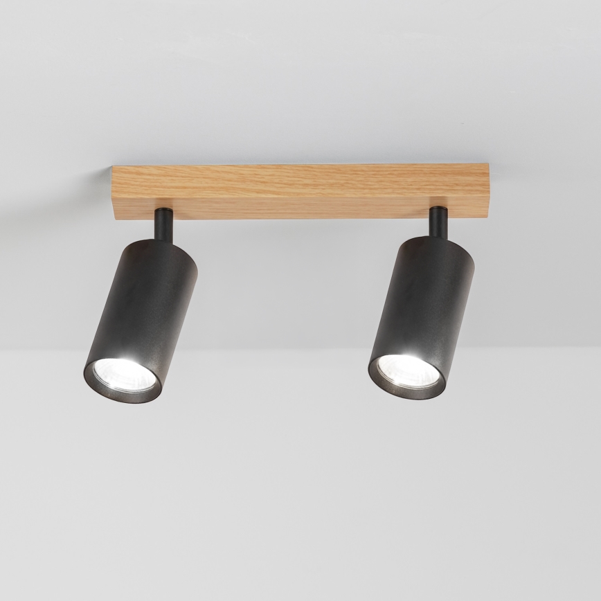 Brilagi - SELE Spotlight 2xGU10/30W/230V black/oak decor