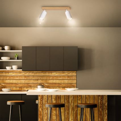 Brilagi - SELE spotlight 2xGU10/30W/230V white/oak decor