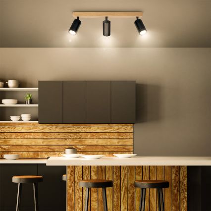 Brilagi - SELE Spotlight 3xGU10/30W/230V Black/Oak Decor