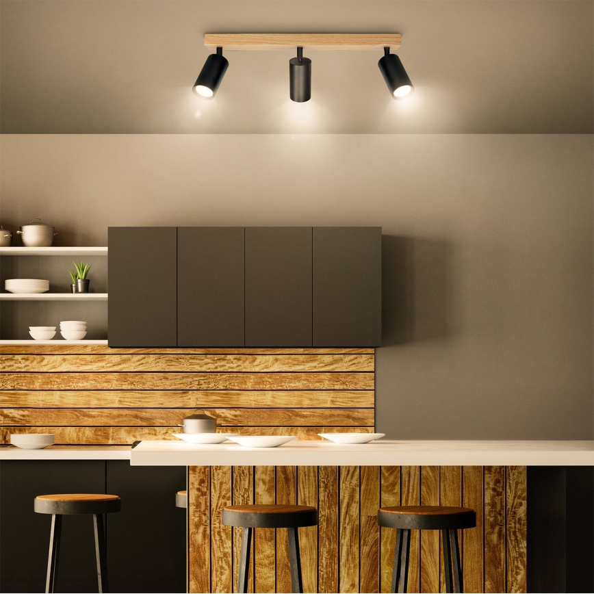 Brilagi - SELE Spotlight 3xGU10/30W/230V Black/Oak Decor