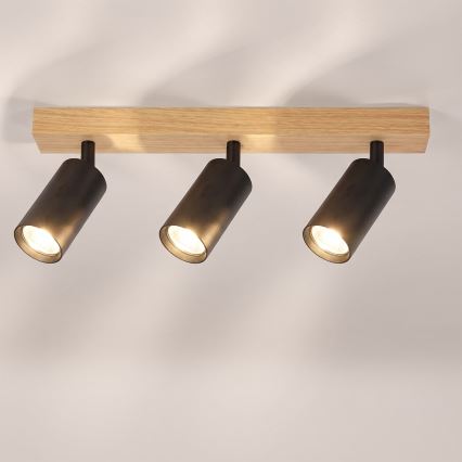 Brilagi - SELE Spotlight 3xGU10/30W/230V Black/Oak Decor