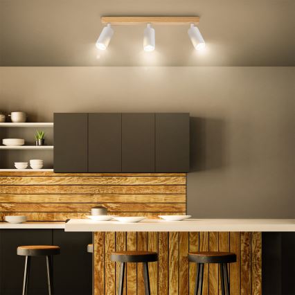 Brilagi - SELE Spotlight 3xGU10/30W/230V White/Oak Decor