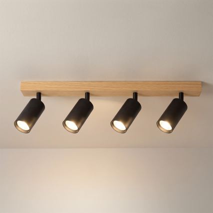 Brilagi - SELE Spotlight 4xGU10/30W/230V, Black/Oak Decor