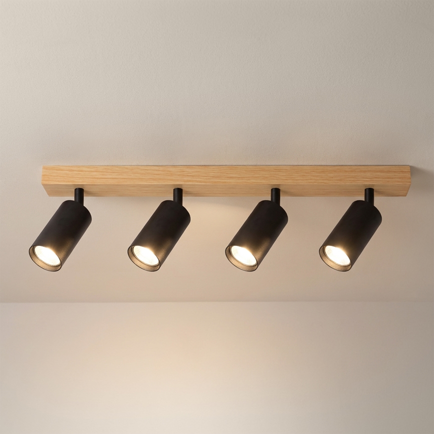 Brilagi - SELE Spotlight 4xGU10/30W/230V, Black/Oak Decor