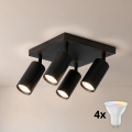 BRILAGI - SELE SQUARE LED RGBW Dimmable Spotlight, 4× GU10 (6.5W each), 230V, 2700–6500K, Black