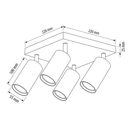 Brilagi - SELE SQUARE Spotlight 4xGU10/30W/230V Beige