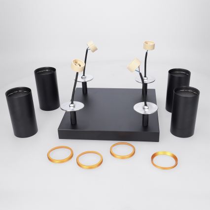 Brilagi - SELE SQUARE Spotlight 4xGU10/30W/230V Black/Gold