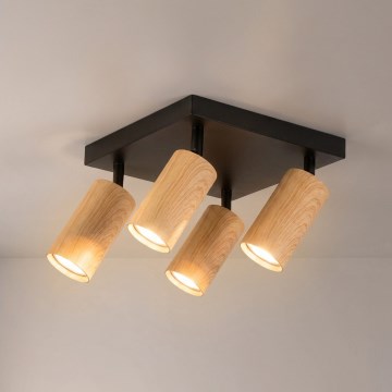 Brilagi - SELE SQUARE Spotlight 4xGU10/30W/230V, Black with Oak Finish
