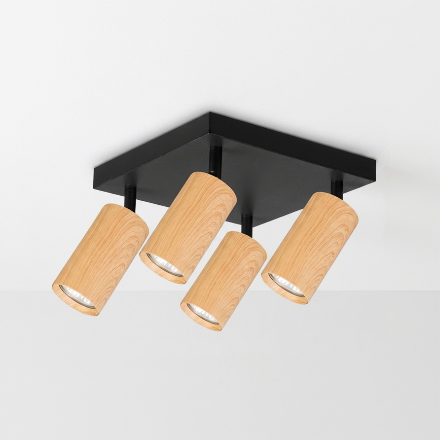Brilagi - SELE SQUARE Spotlight 4xGU10/30W/230V, Black with Oak Finish